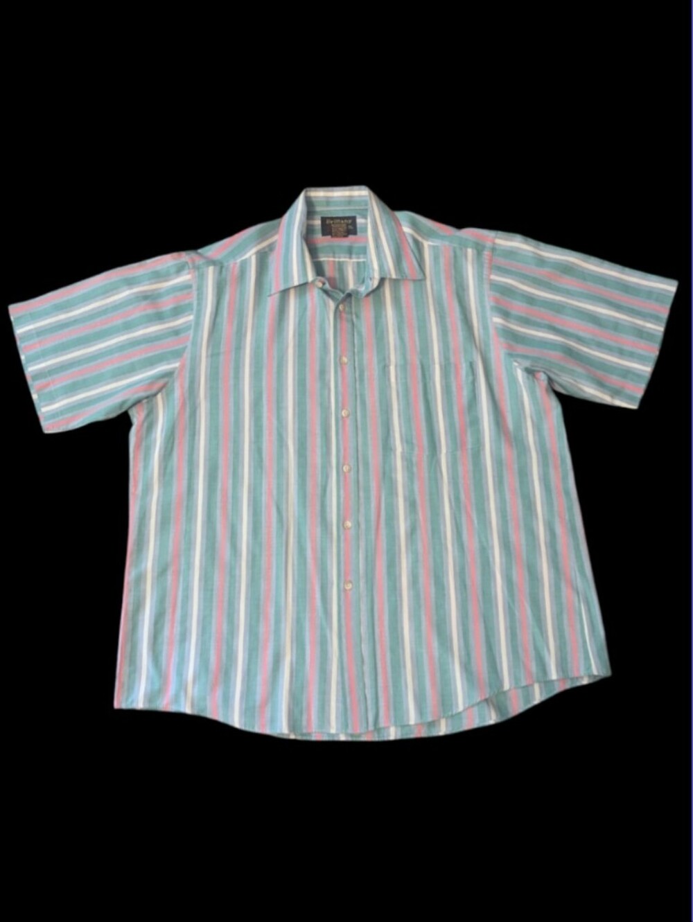 VTG 90s Brittany Bay Striped Plaid SS Button Front Casual Shirt. Men's XL